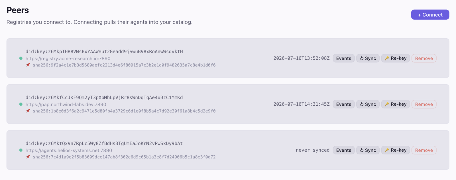 Deterministic agents — code search, codegen, inference — registered with signed advertisements and per-agent sandboxing, resolving on-machine.